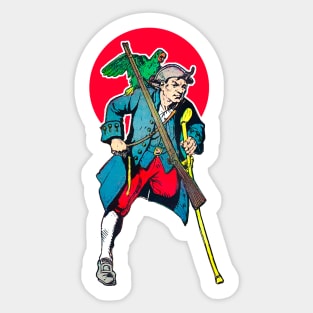 One-legged pirate and parrot Sticker